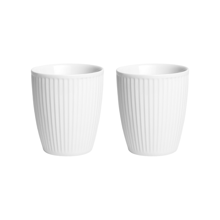 Pleated Thermal Mug 8 cl 2-pack, White Pillivuyt