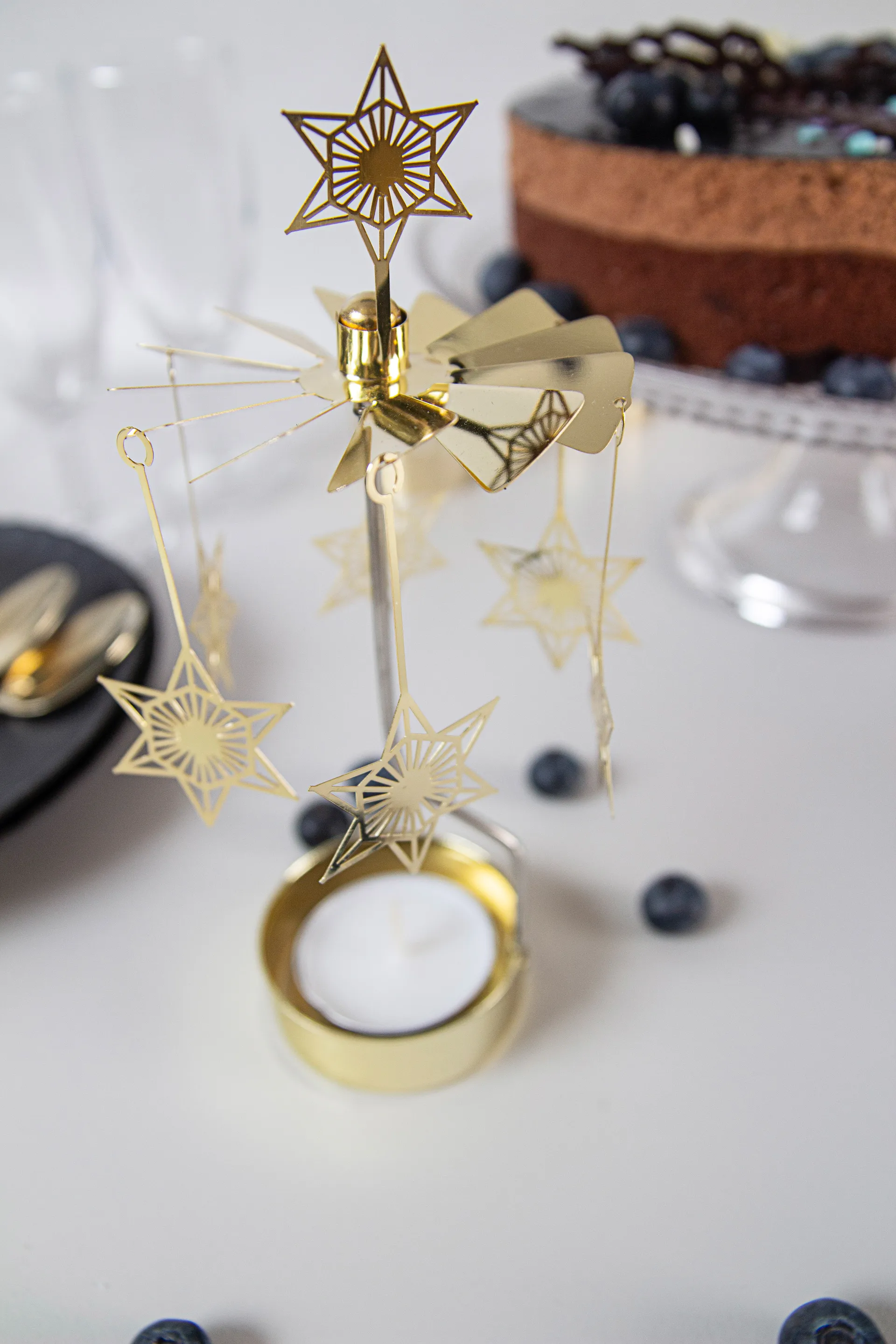 Art Deco star Angel Chimes, Gold Pluto Design