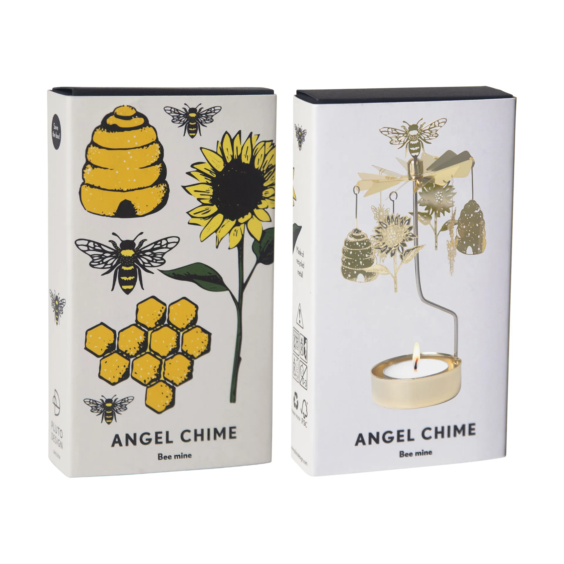 Bee Mine angel chime, Gold Pluto Design