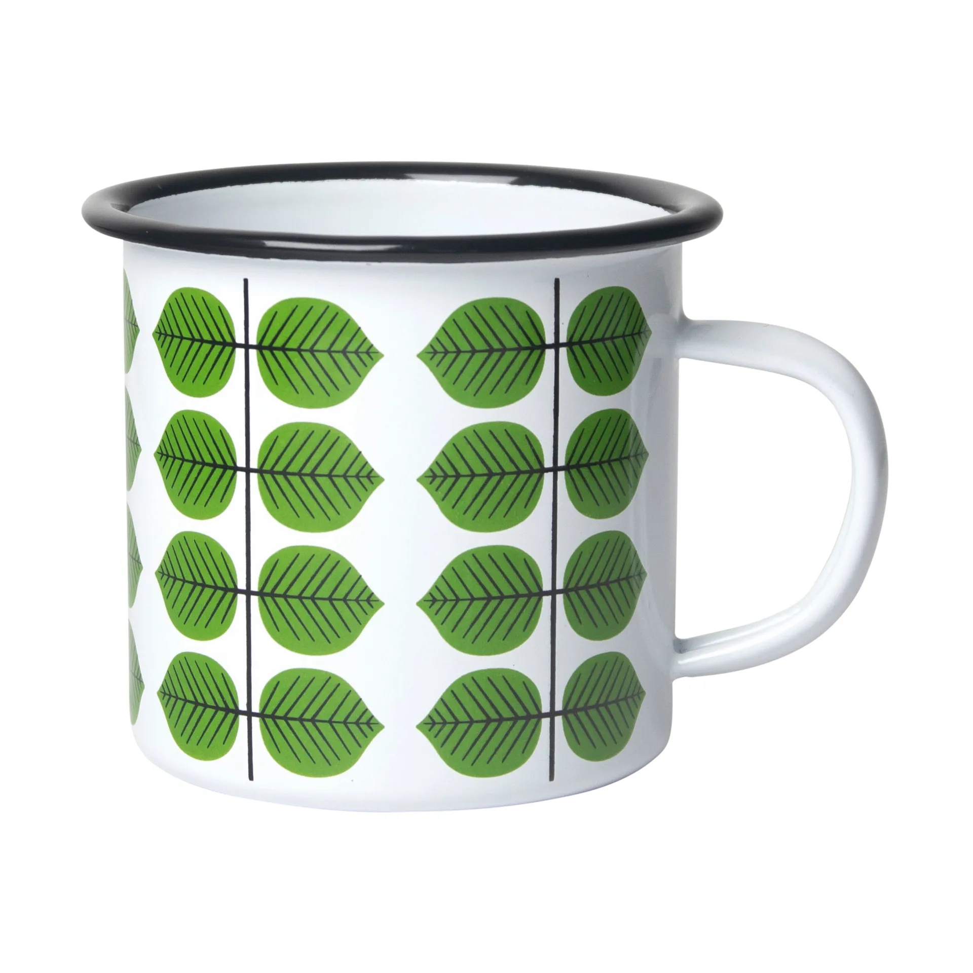 Berså enamel mug, White-green Pluto Design