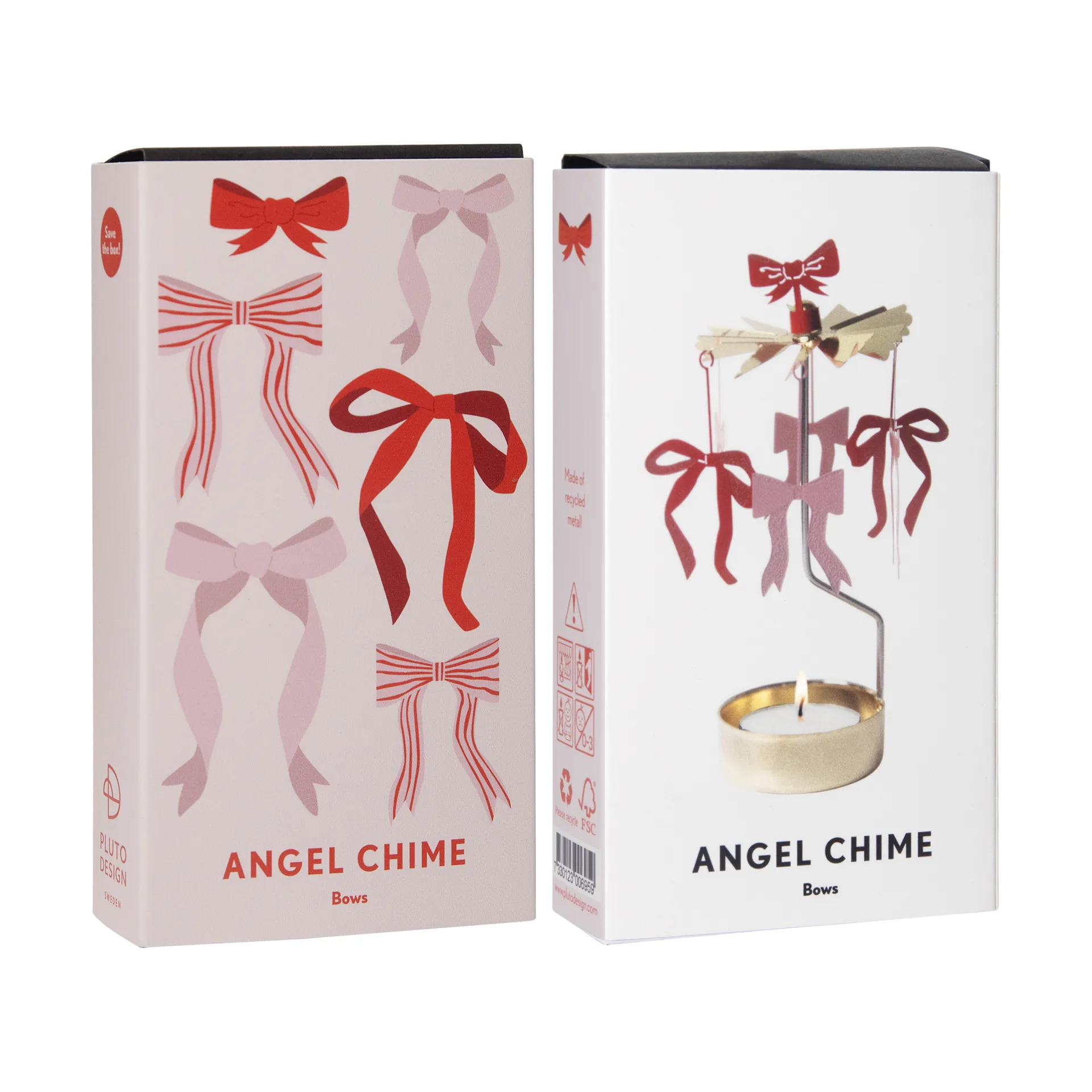 Bow angel chime, Gold-red-pink Pluto Design