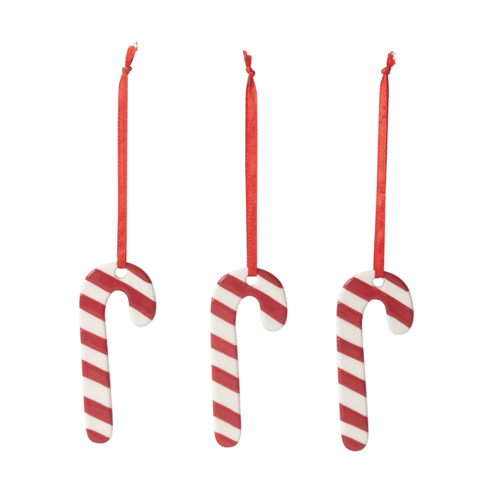 Candy cane Christmas tree bauble 3-pack - White-red - Pluto Design