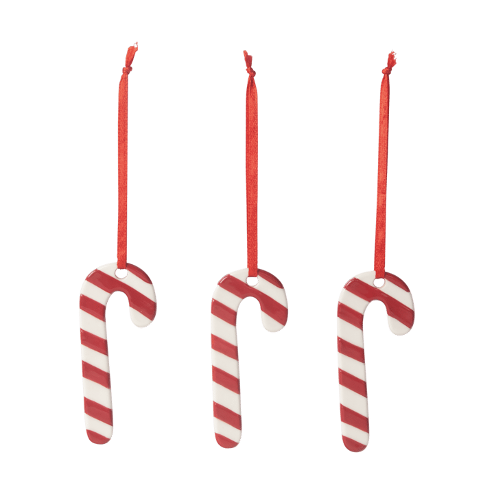 Candy cane Christmas tree bauble 3-pack - White-red - Pluto Design