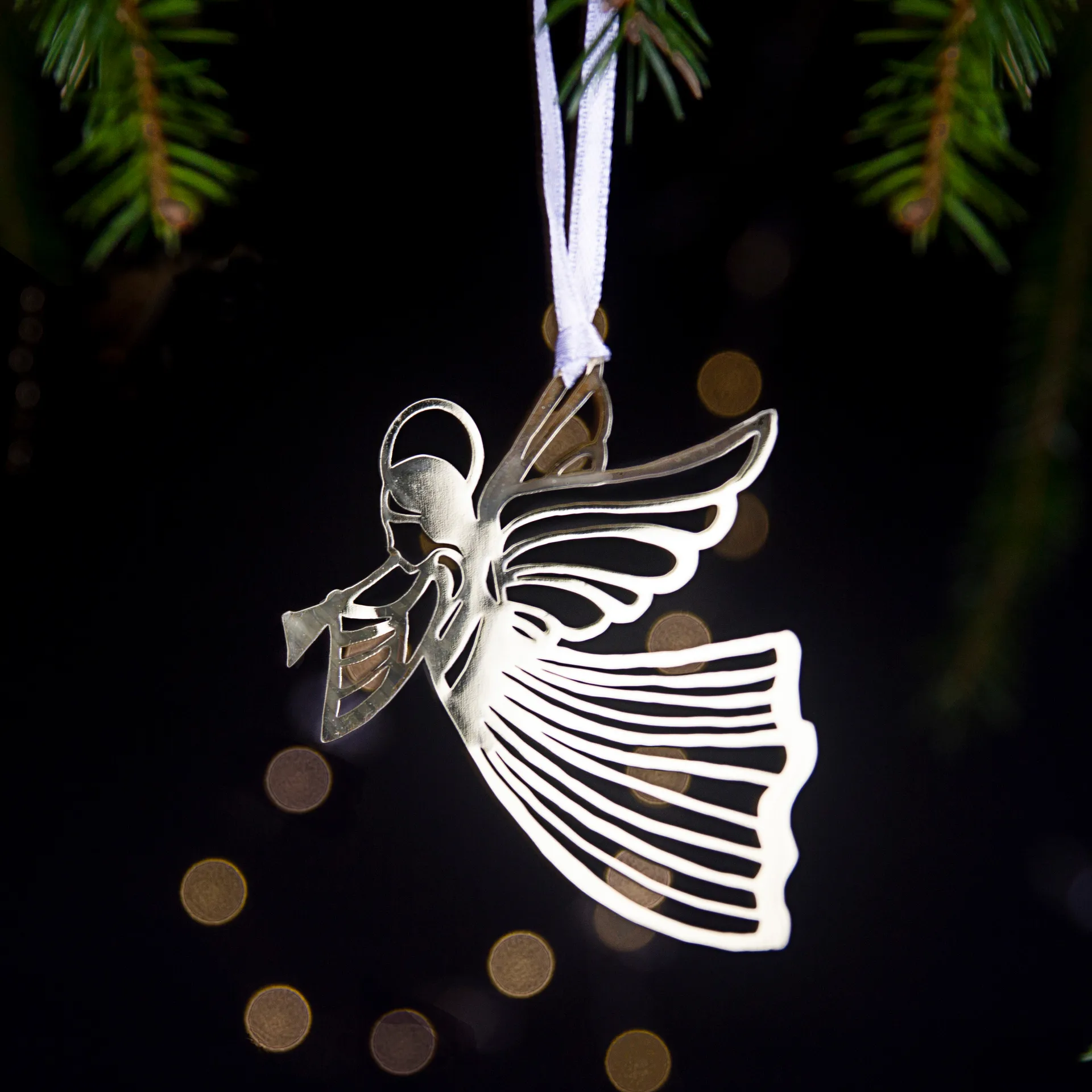 Christmas ornament flying angel, gold Pluto Design