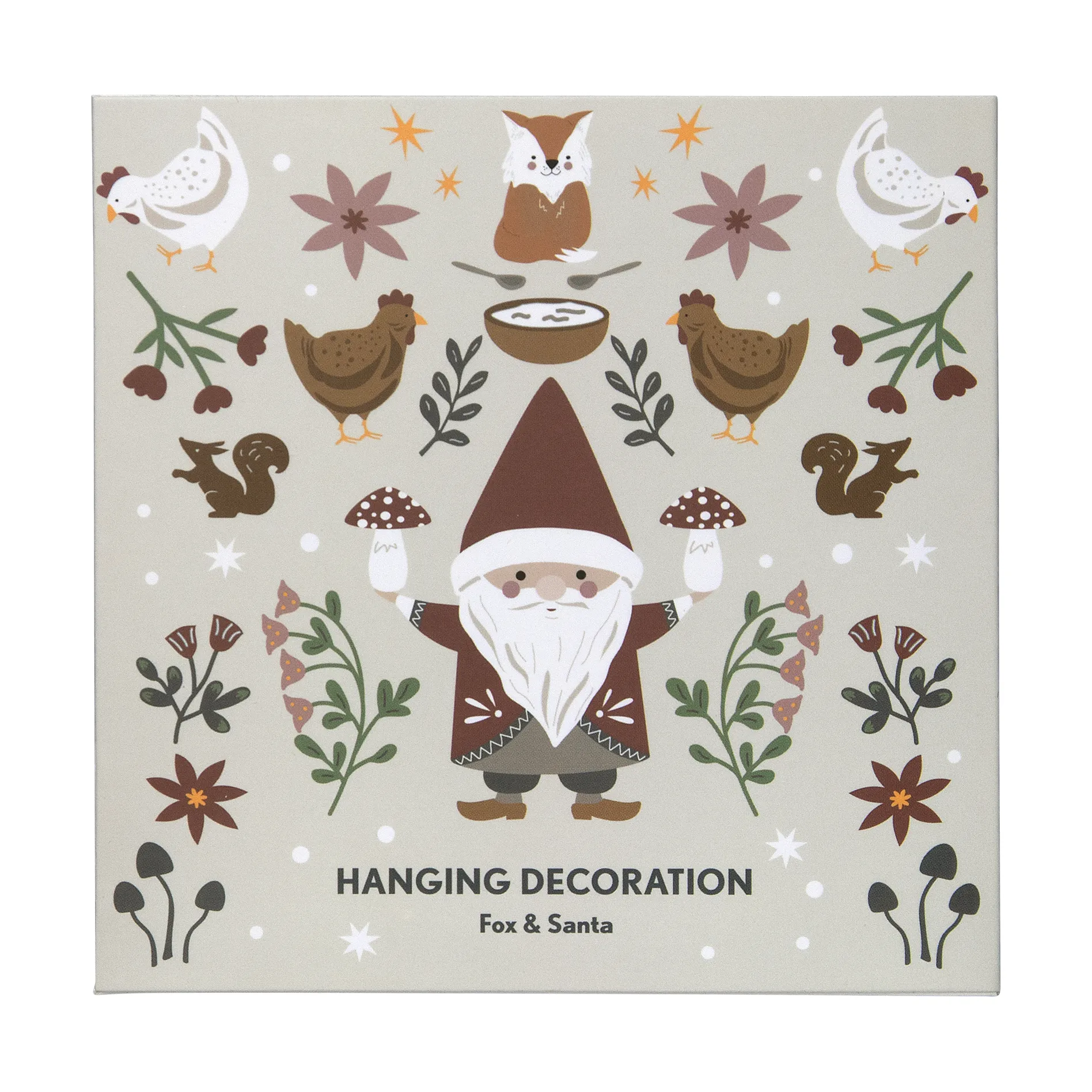 Fox & Santa Christmas ornament, Silver Pluto Design