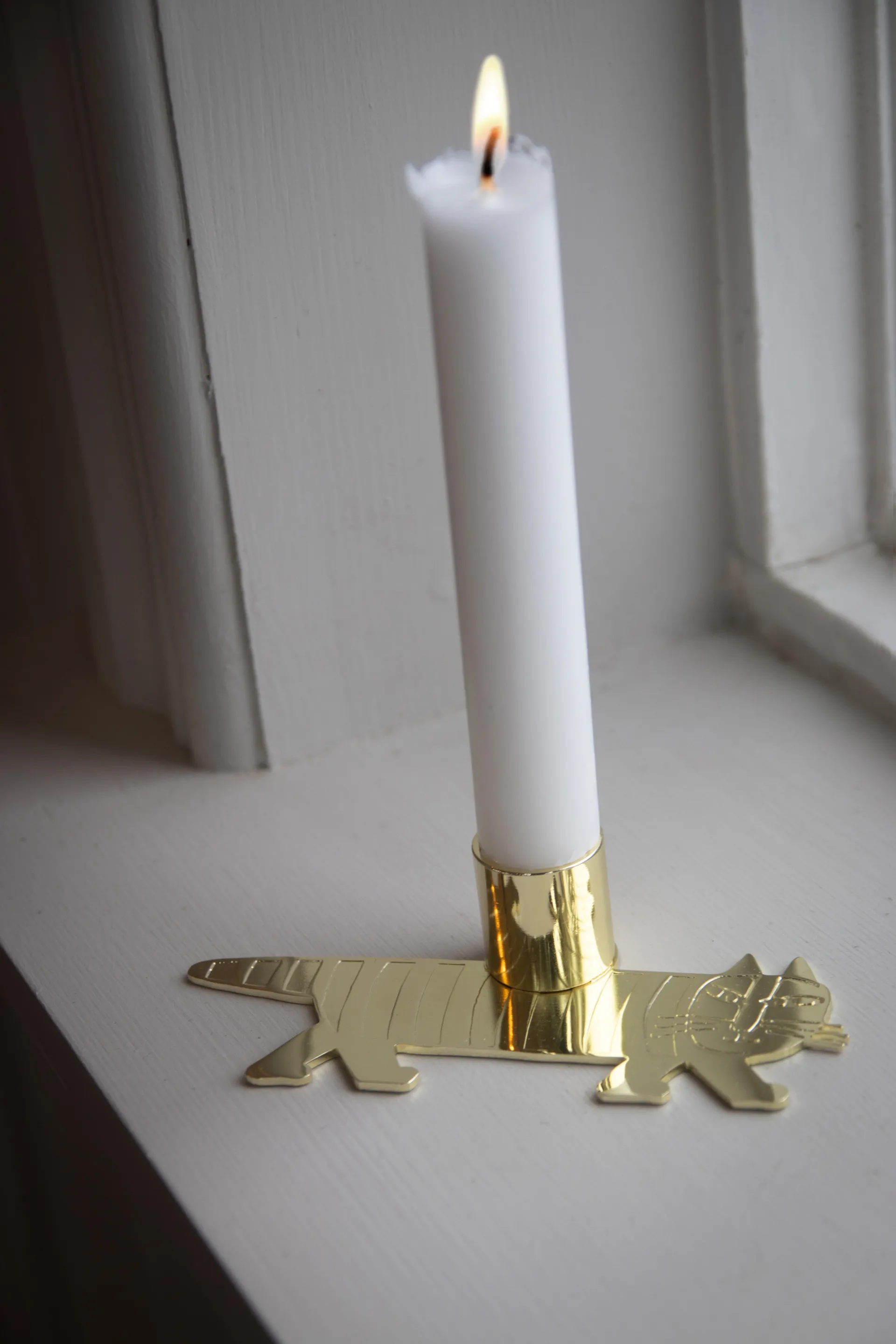 Lisa Larson Mikey candlestick, Gold Pluto Design