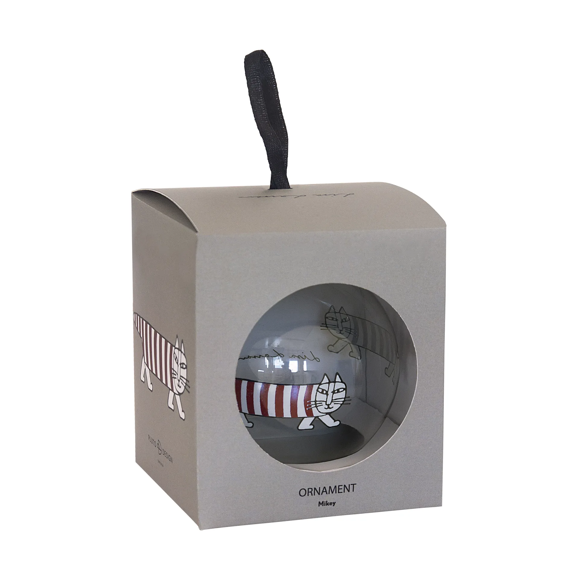 Lisa Larson Mikey Christmas ornament, Silver-red-white Pluto Design