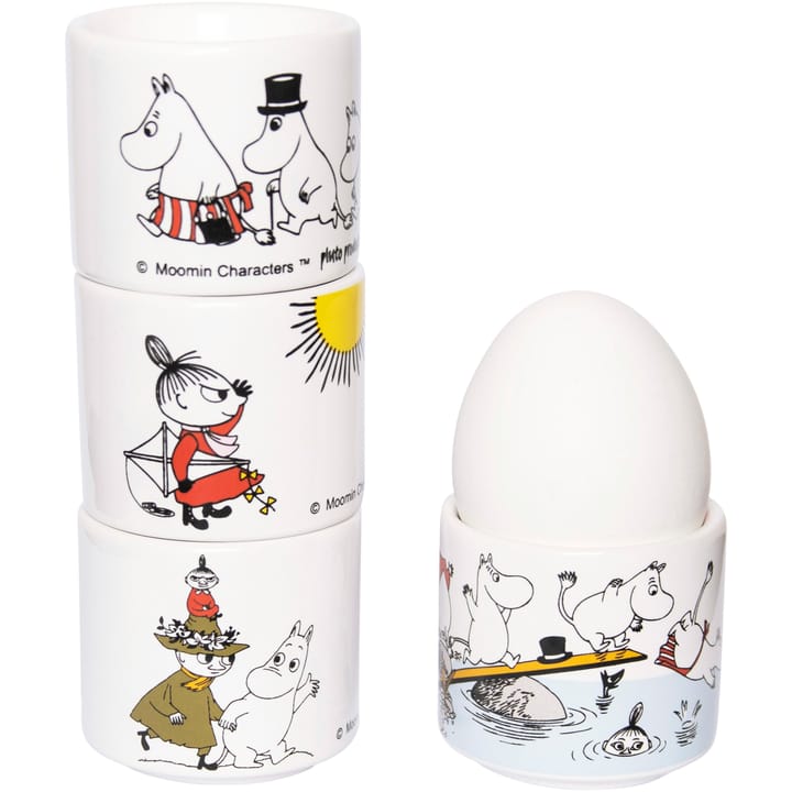 Moomin colour egg cup 4 pieces, White with motif Pluto Design