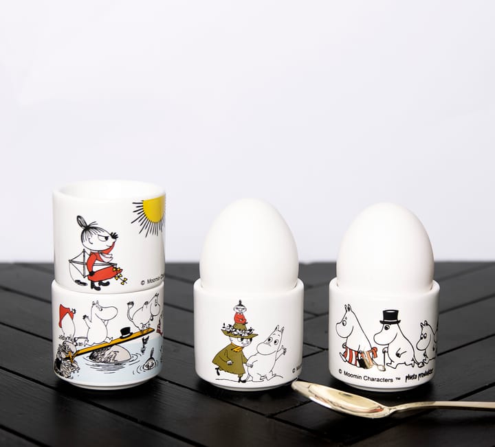 Moomin colour egg cup 4 pieces, White with motif Pluto Design