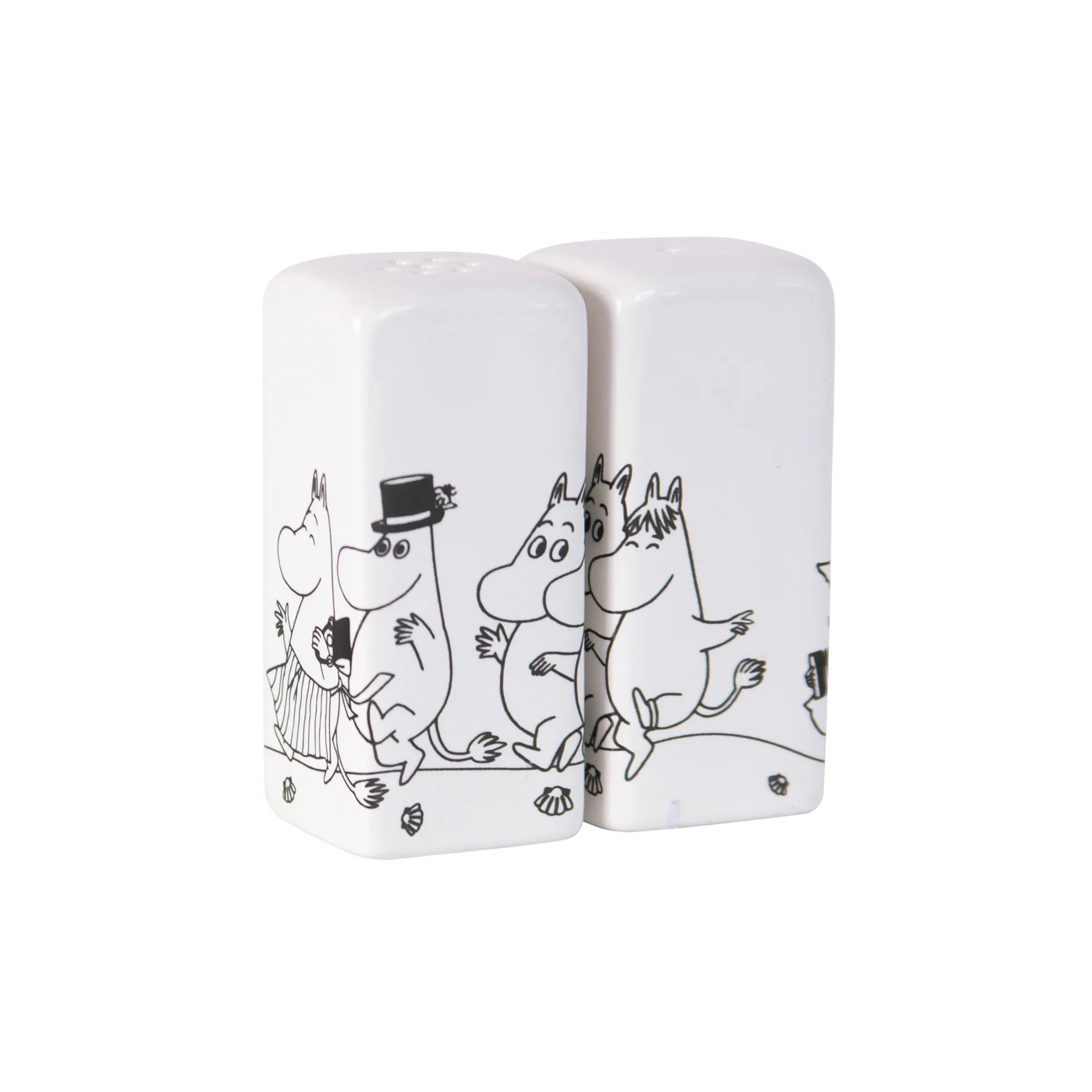 Moomin family salt and pepper shakers, white Pluto Design