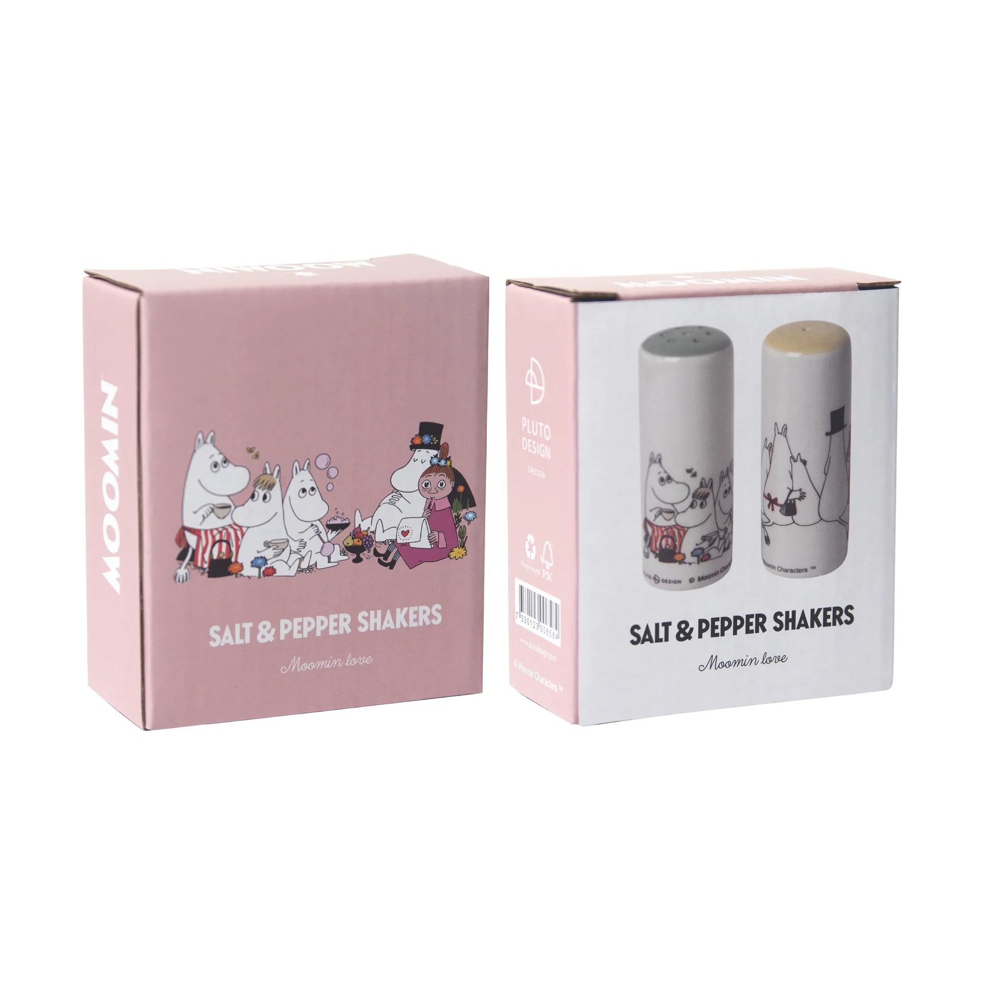 Moomin love salt & pepper shaker, White-multi Pluto Design