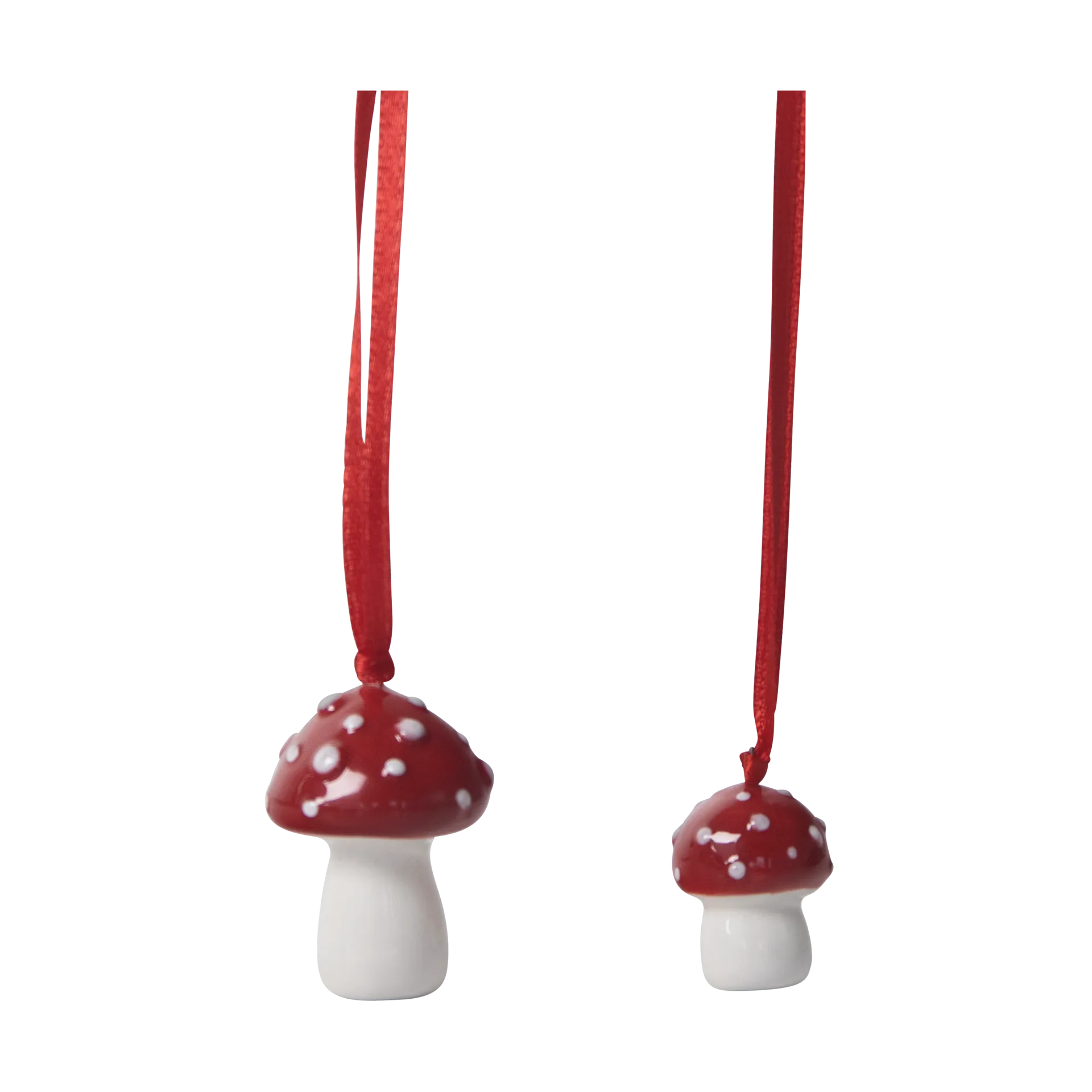 Mushroom Christmas tree bauble 2 st, White-red Pluto Design