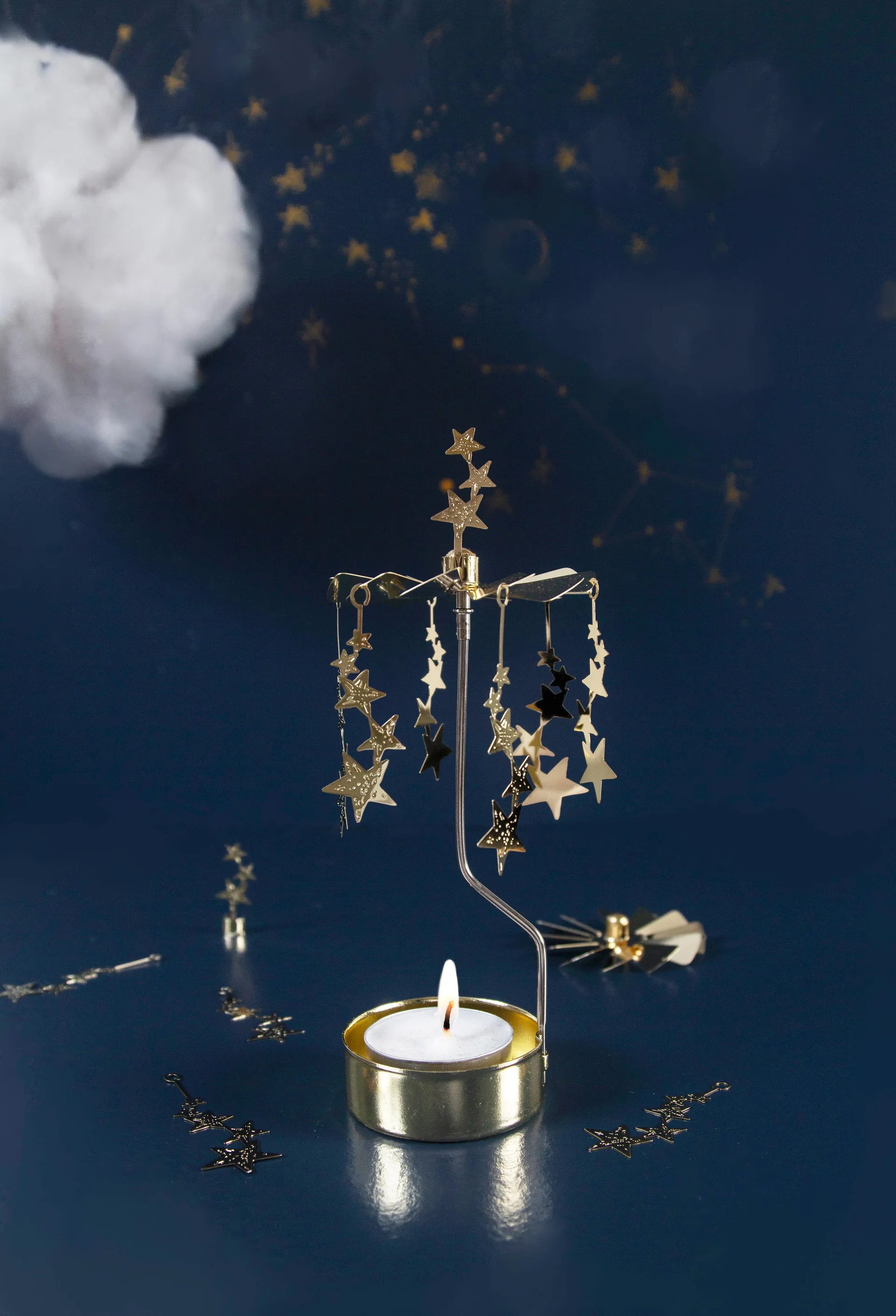 Night sky Angel Chimes, Gold Pluto Design