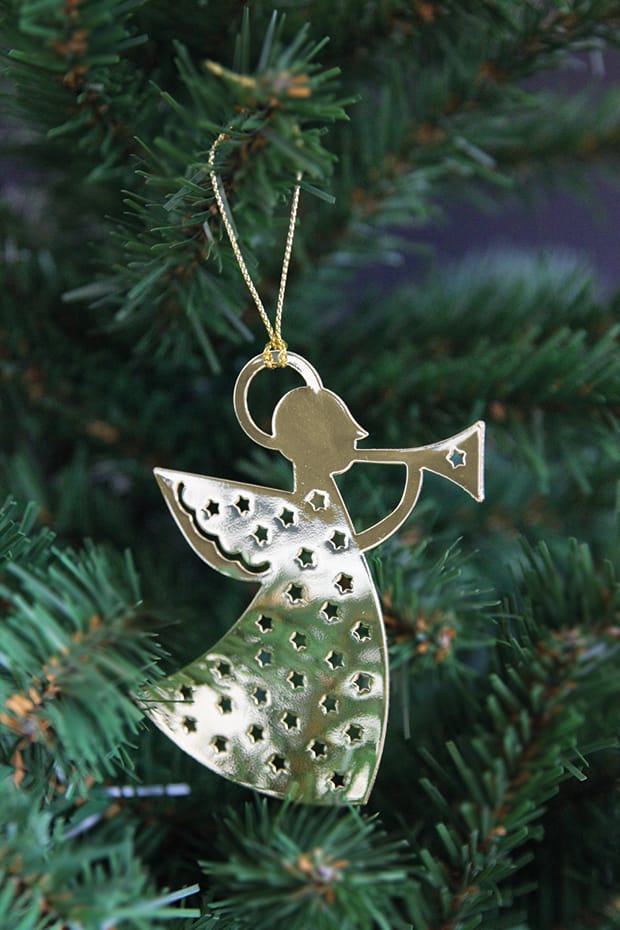 Pluto Christmas decoration in metal, trumpet angel, gold-coloured Pluto Design