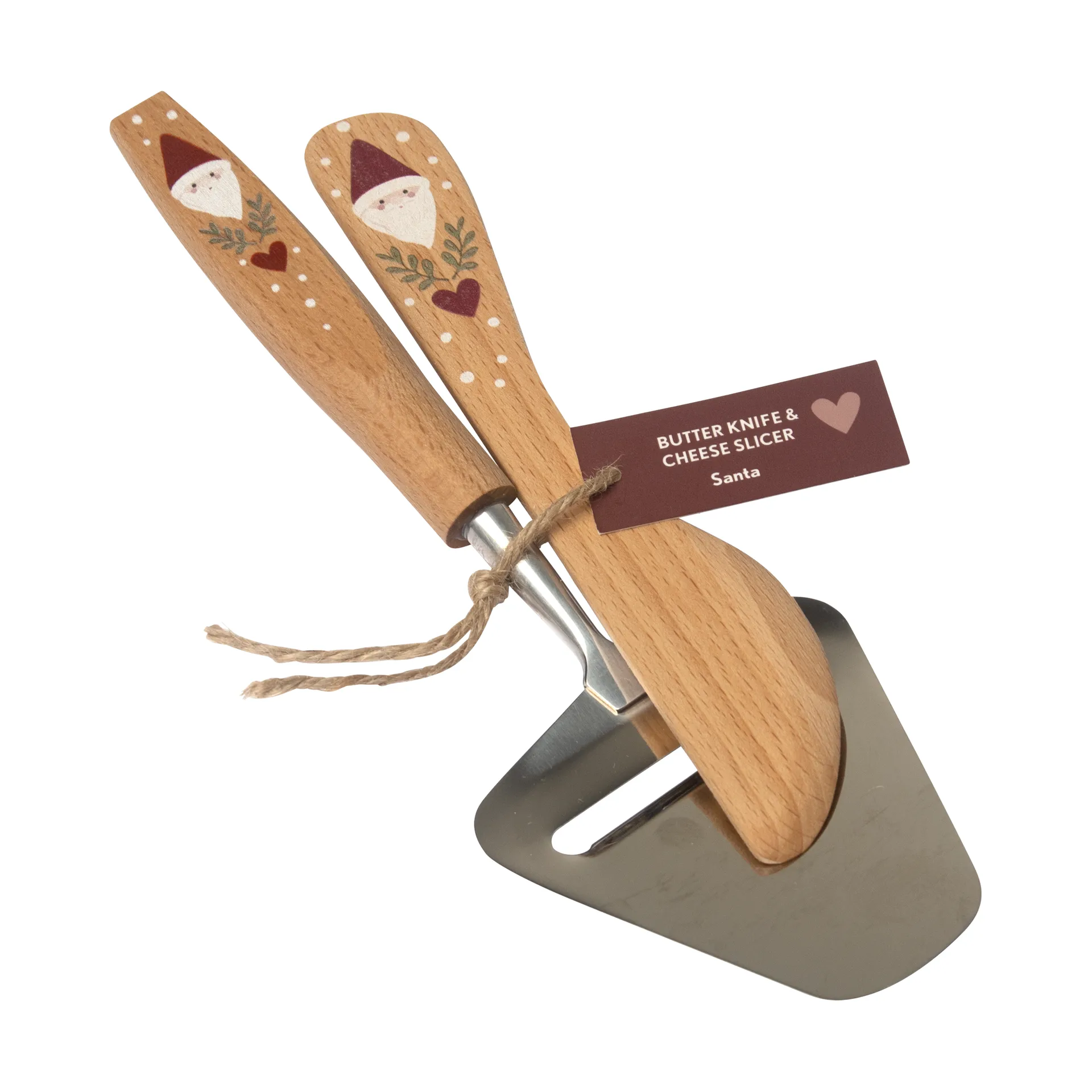 Santa butter knife and cheese slicer 2 pieces, Beige Pluto Design