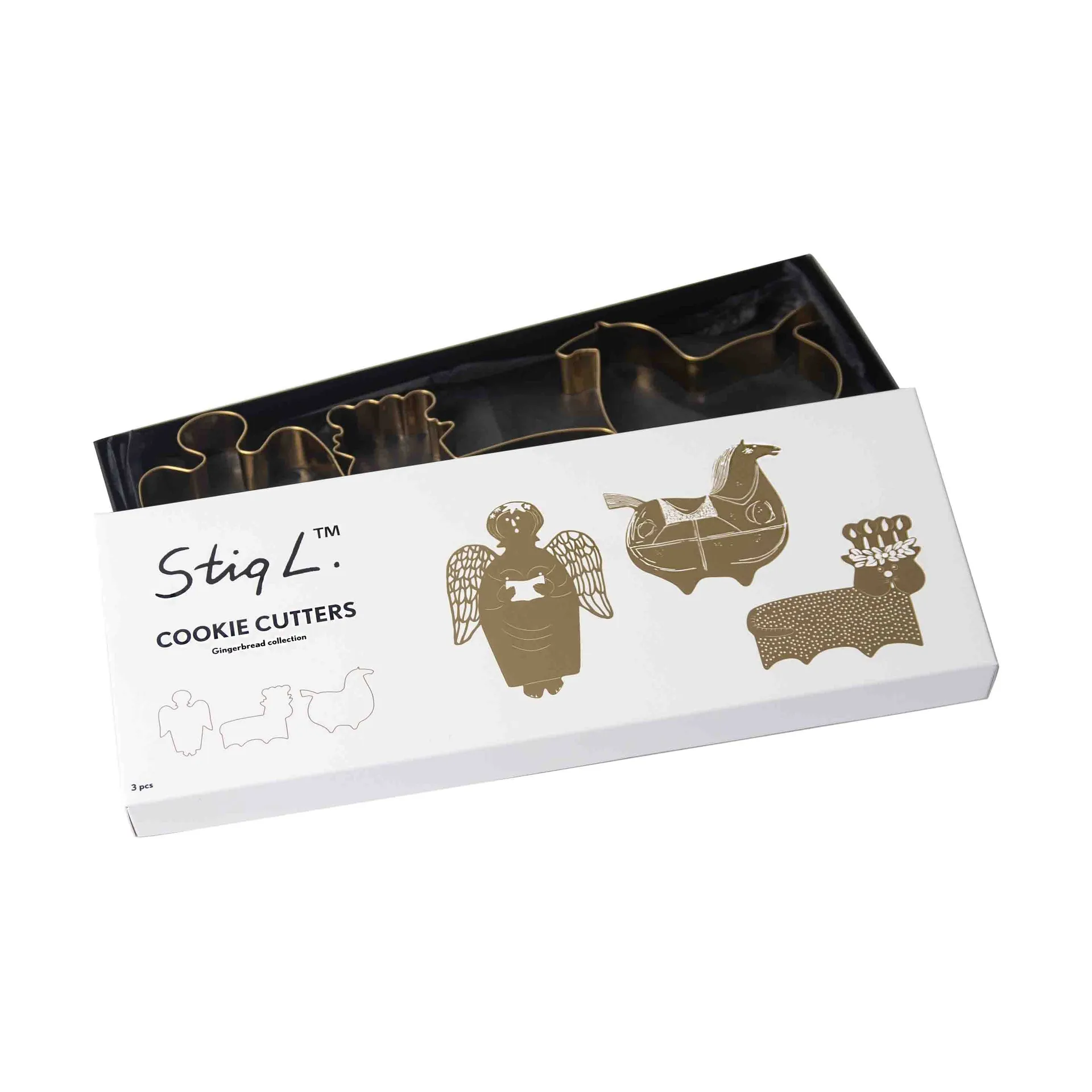 Stig L gingerbread mould 3 pieces, Gold Pluto Design