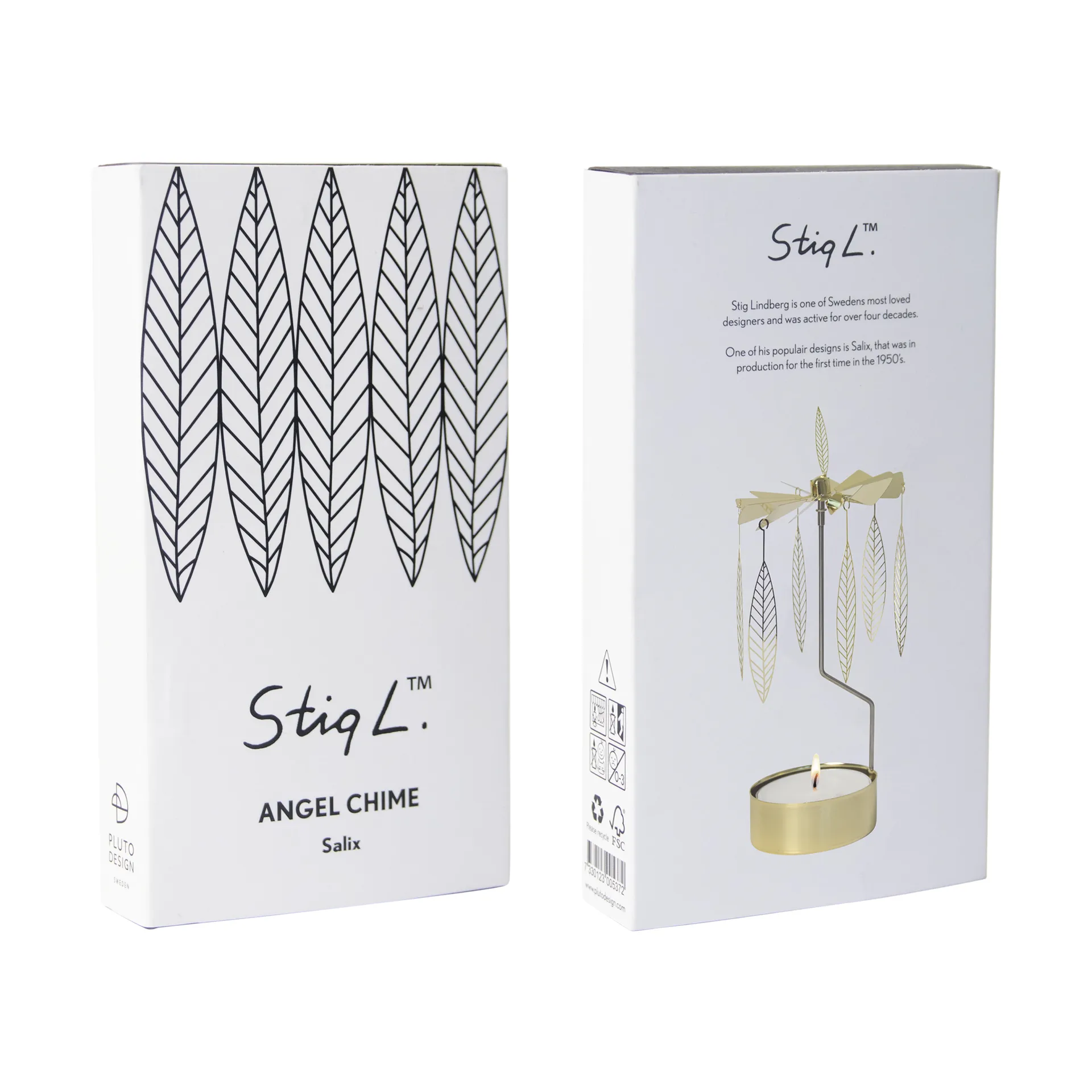 Stig L Salix rotary candle medium, Gold Pluto Design