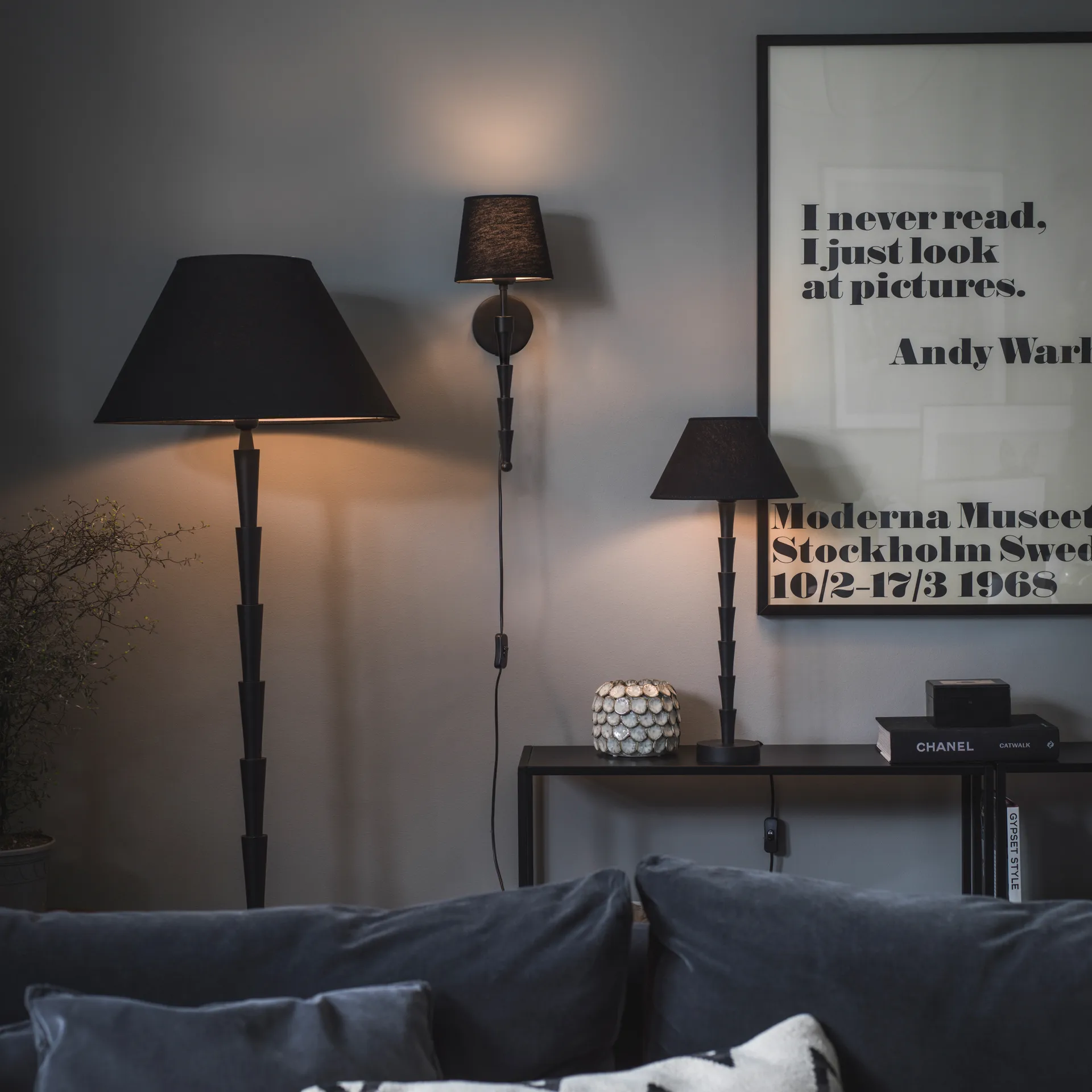 Chloe wall lamp 38 cm, matte black PR Home