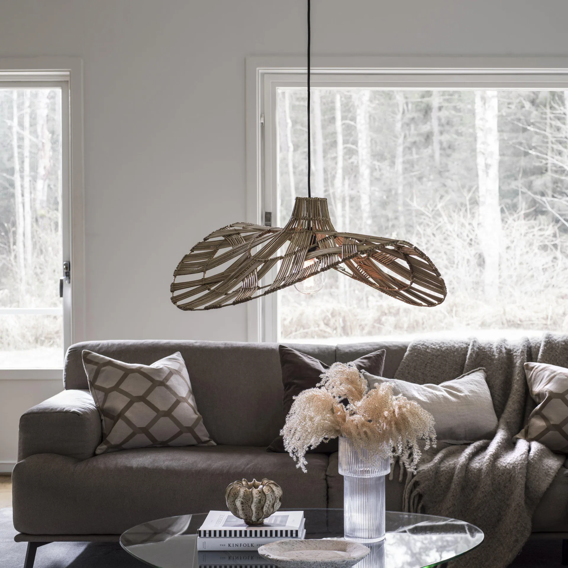 Wella ceiling lamp rattan 81 cm, nature PR Home