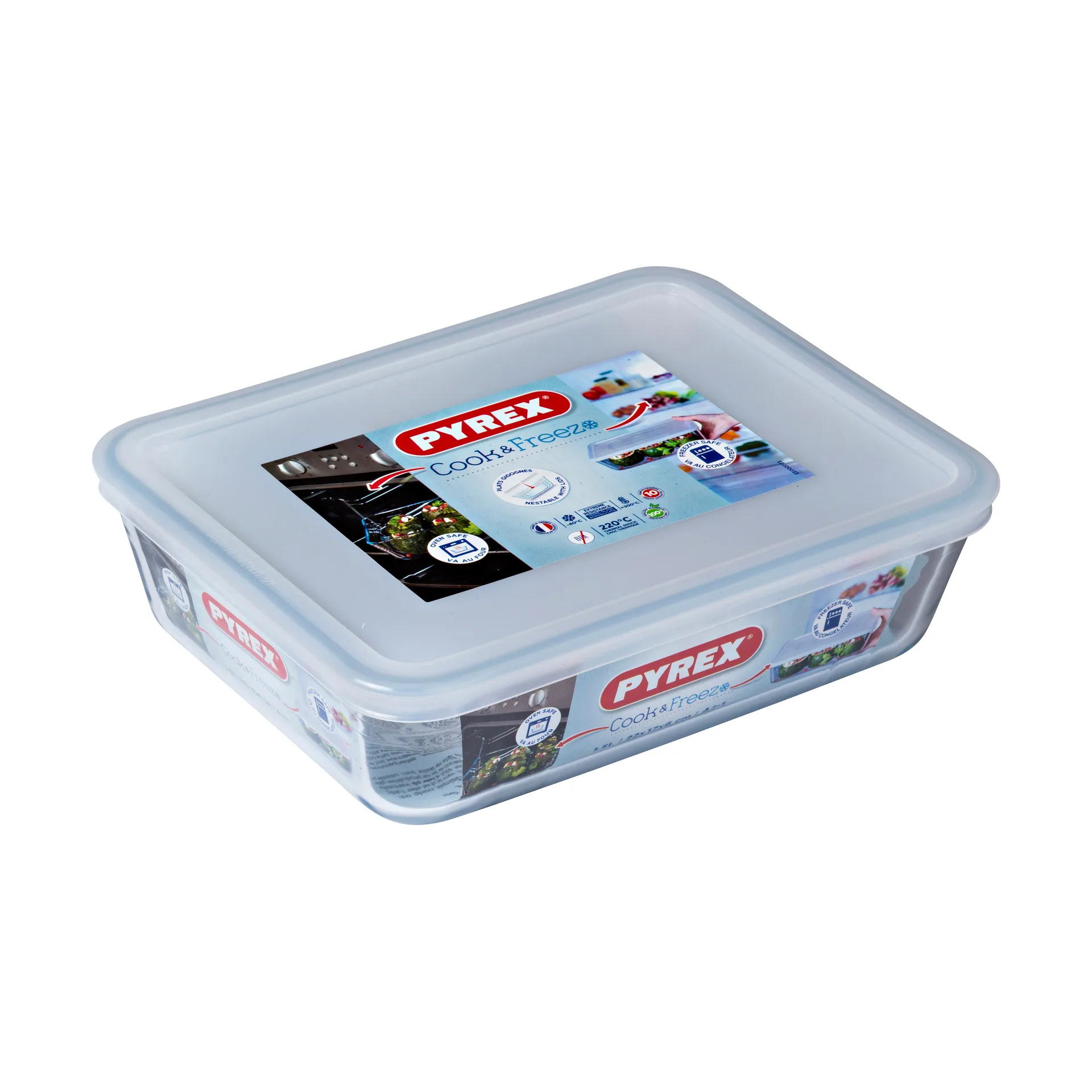 Cook & Freez rectangular dish with lid, 22x17 cm Pyrex