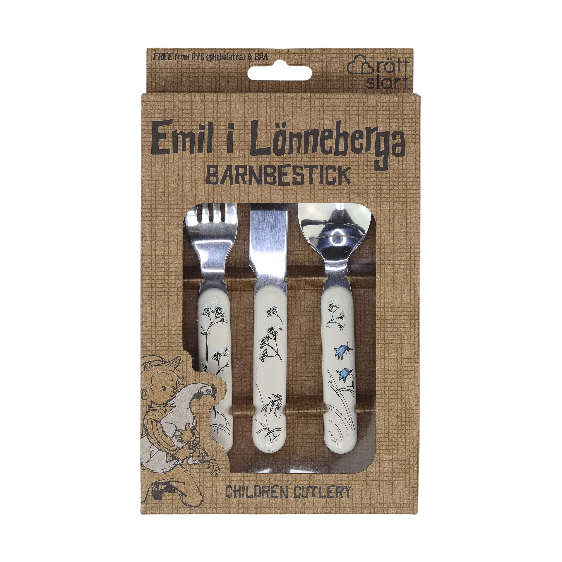 Emil i Lönneberga children's cutlery 3 pieces, White Rätt Start
