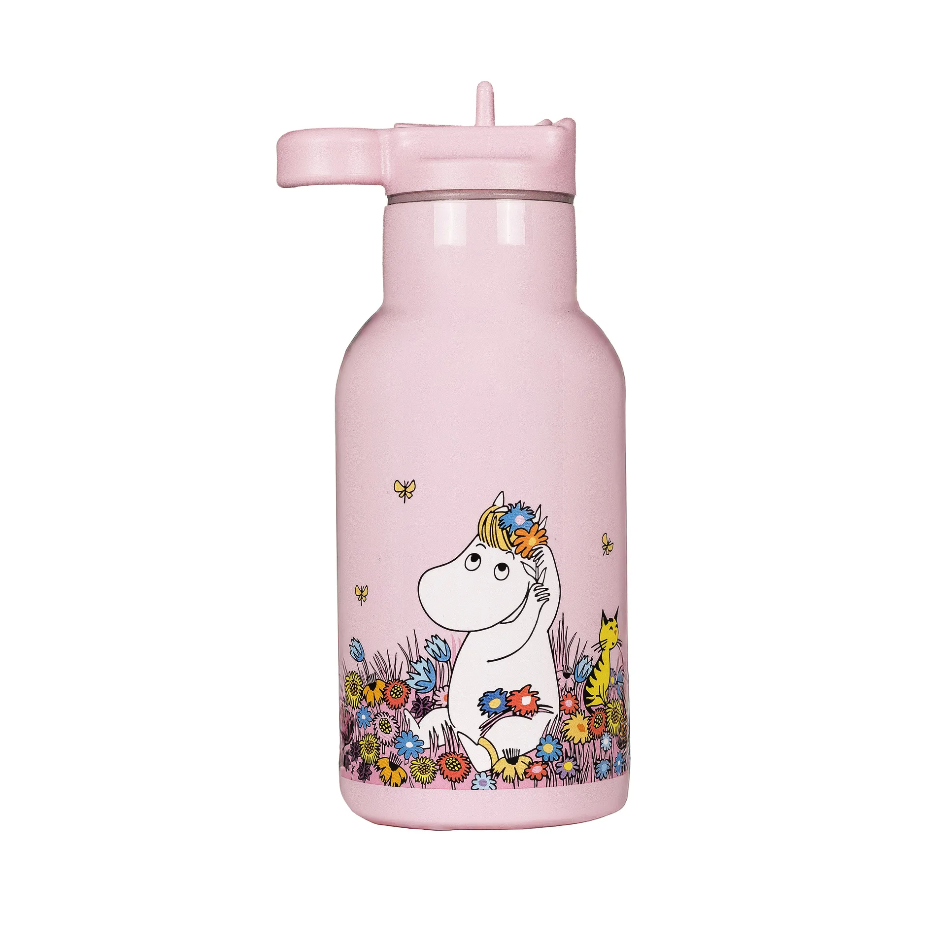 Moomin Meadow water bottle 34 cl, Pink Rätt Start