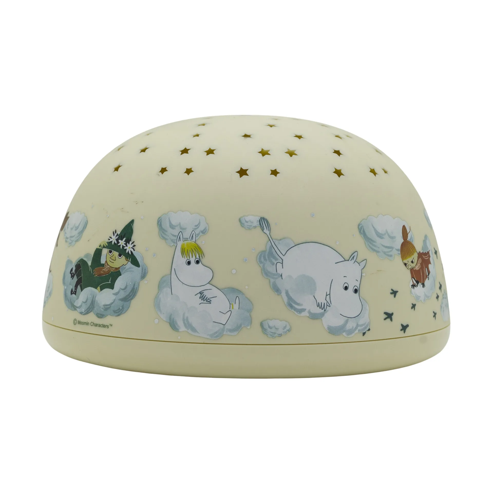Moomin night lamp with starry sky and music, Yellow Rätt Start