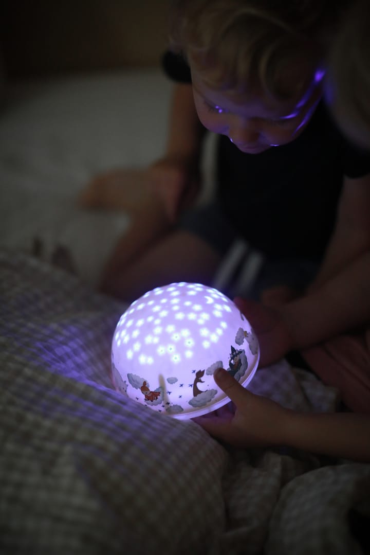Moomin night lamp with starry sky and music, Yellow Rätt Start