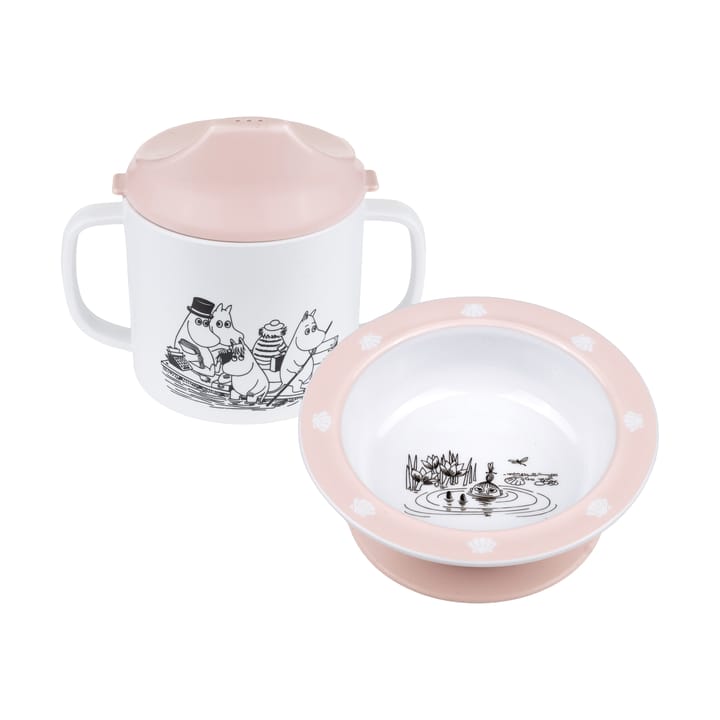 Moomin Water & Bath sippy cup & suction cup plate - Pink - Rätt Start