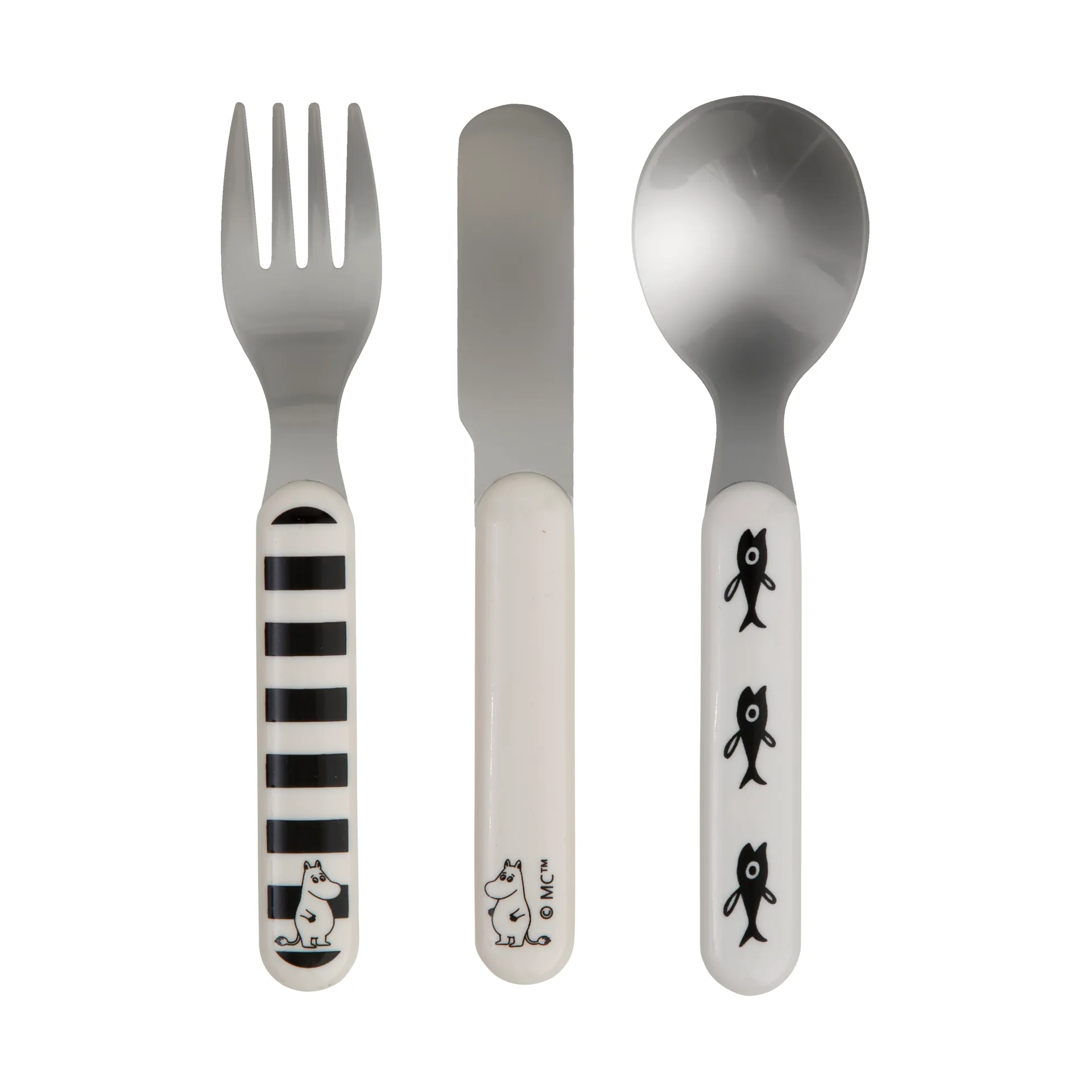 Mumin Water & Bath children's cutlery 3 pieces, Black-white Rätt Start