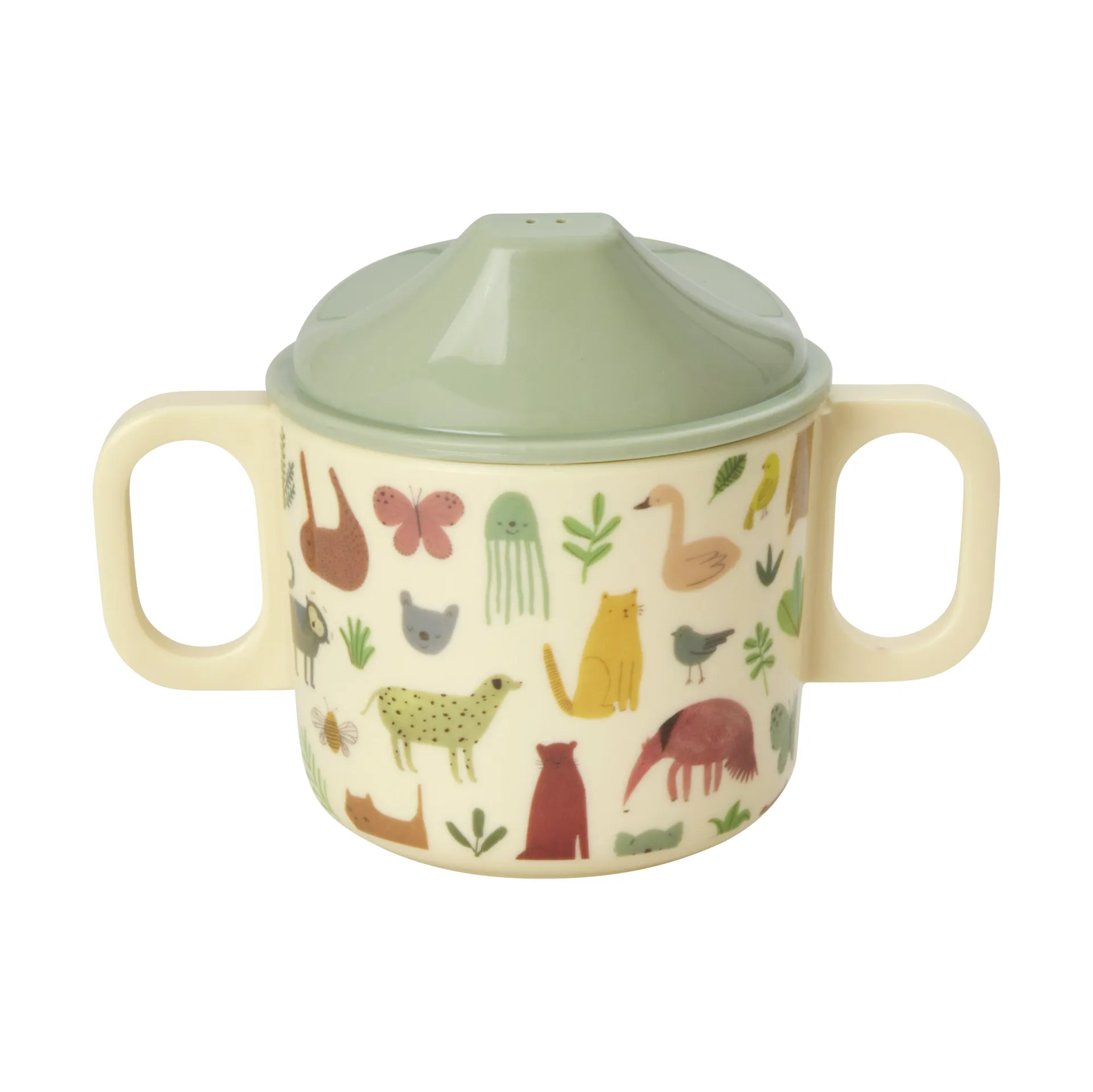 Rice children's mug with two handles 20 cl, Sweet Jungle Print-Cream RICE