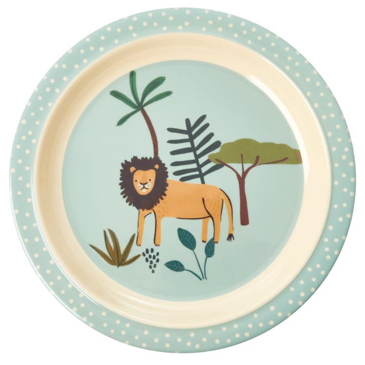 Rice children's plate Jungle animals, blue-multi RICE