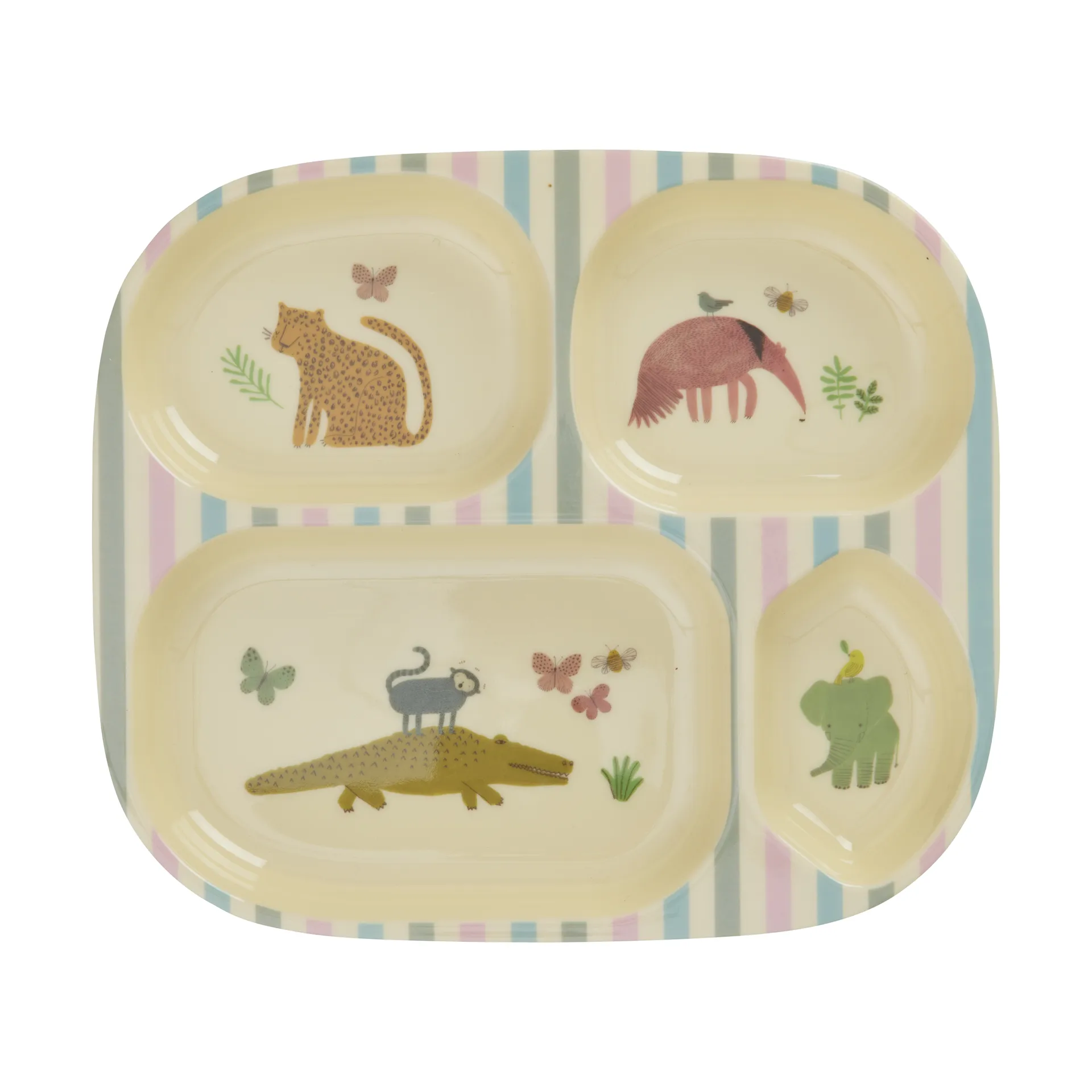 Rice children's plate melamine 4 compartments, Sweet Jungle Print RICE