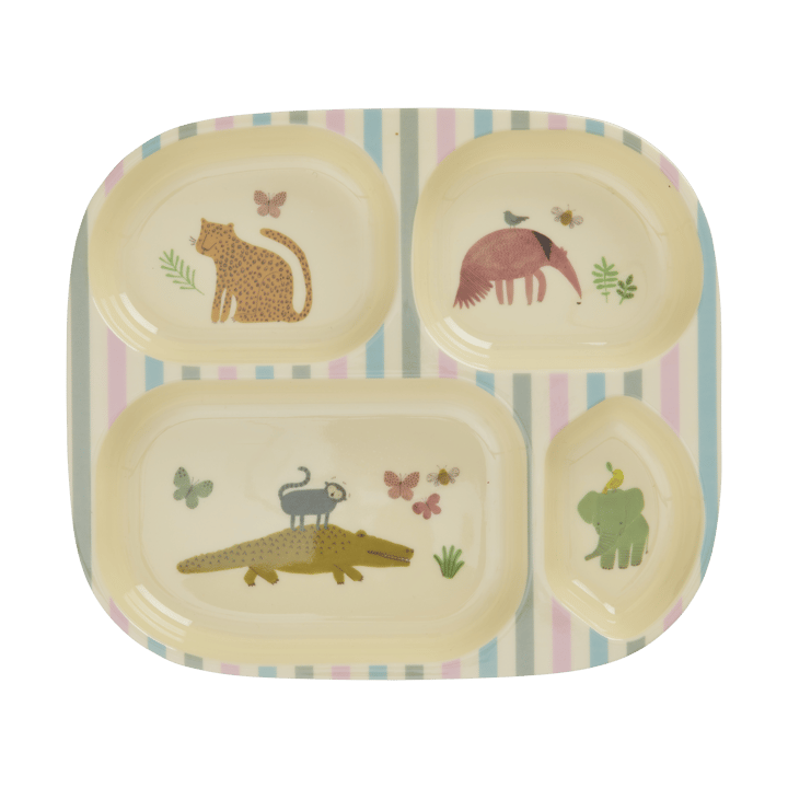 Rice children's plate melamine 4 compartments - Sweet Jungle Print - RICE