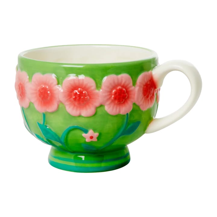 Rice Embossed Flower ceramic mug 30 cl, Sage green RICE