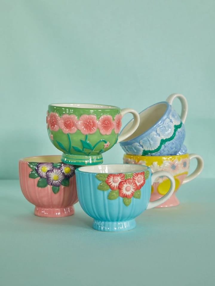 Rice Embossed Flower ceramic mug 30 cl, Sage green RICE