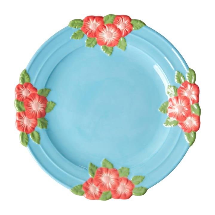 Rice Embossed Flower ceramic plate Ø25.5 cm, Mint RICE