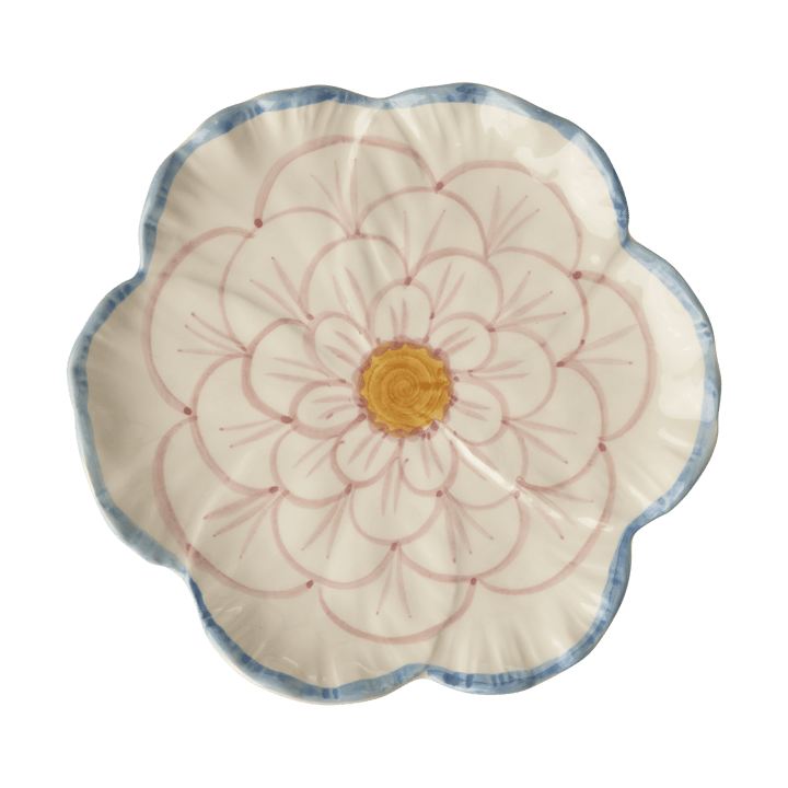 Rice Flower plate Ø19.5 cm - Blue border - RICE