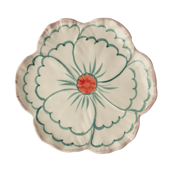 Rice Flower plate Ø19.5 cm - Pink border - RICE