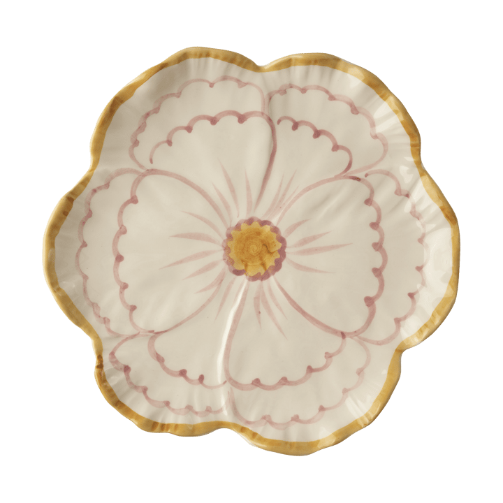 Rice Flower plate Ø19.5 cm - Yellow border - RICE