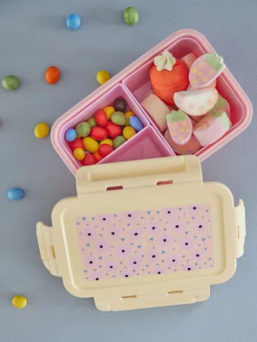 Rice lunch box with 3 compartments - Flowers-pink - RICE