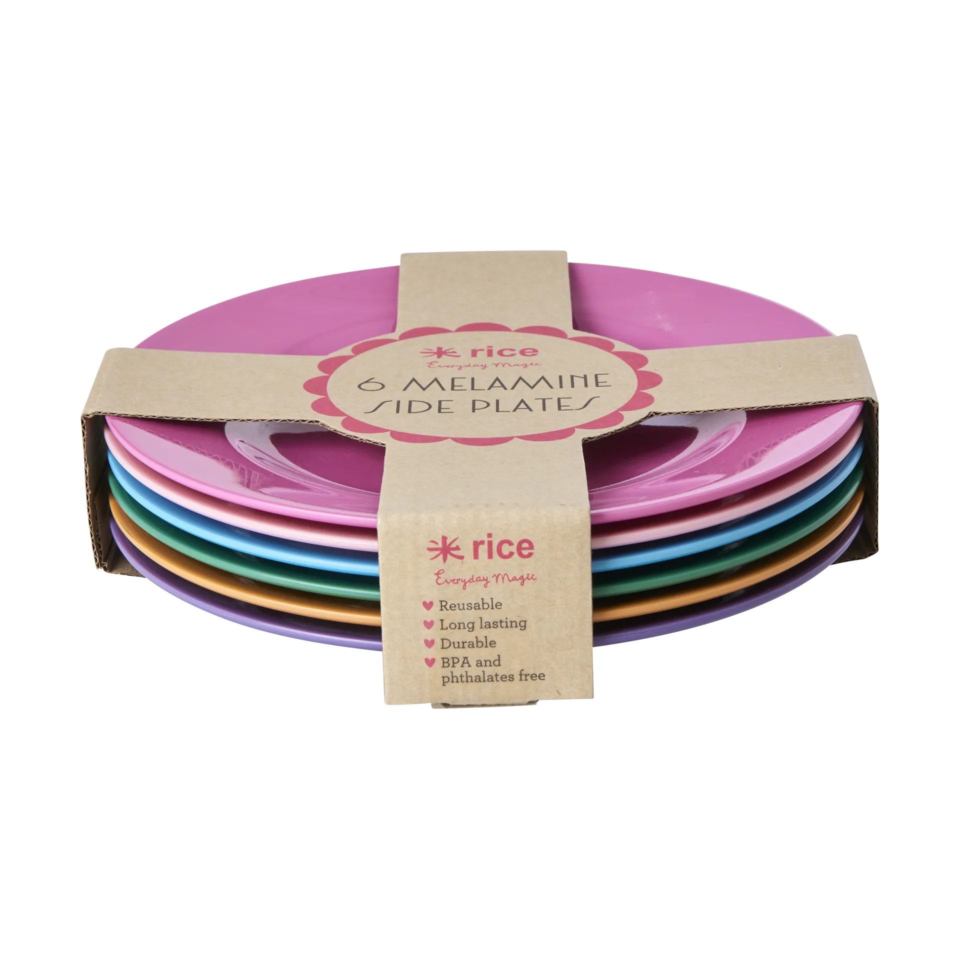 Rice melamine plate 20 cm 6-pack, Soft Pink RICE