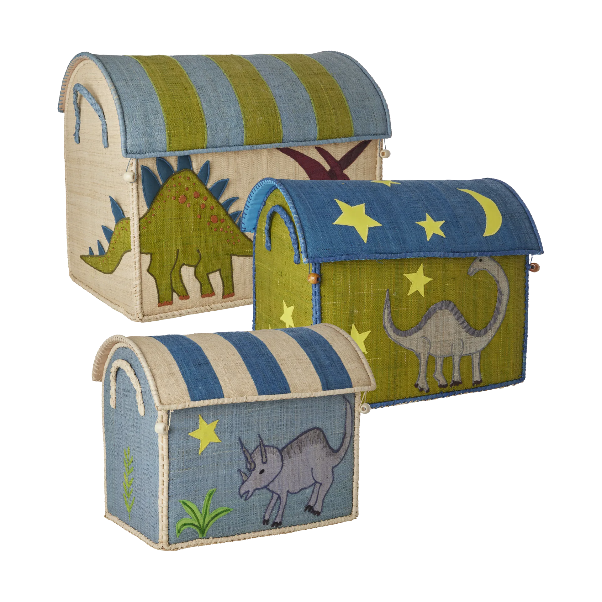 Rice raffia storage basket 3 pieces, New Dinosaur Theme RICE
