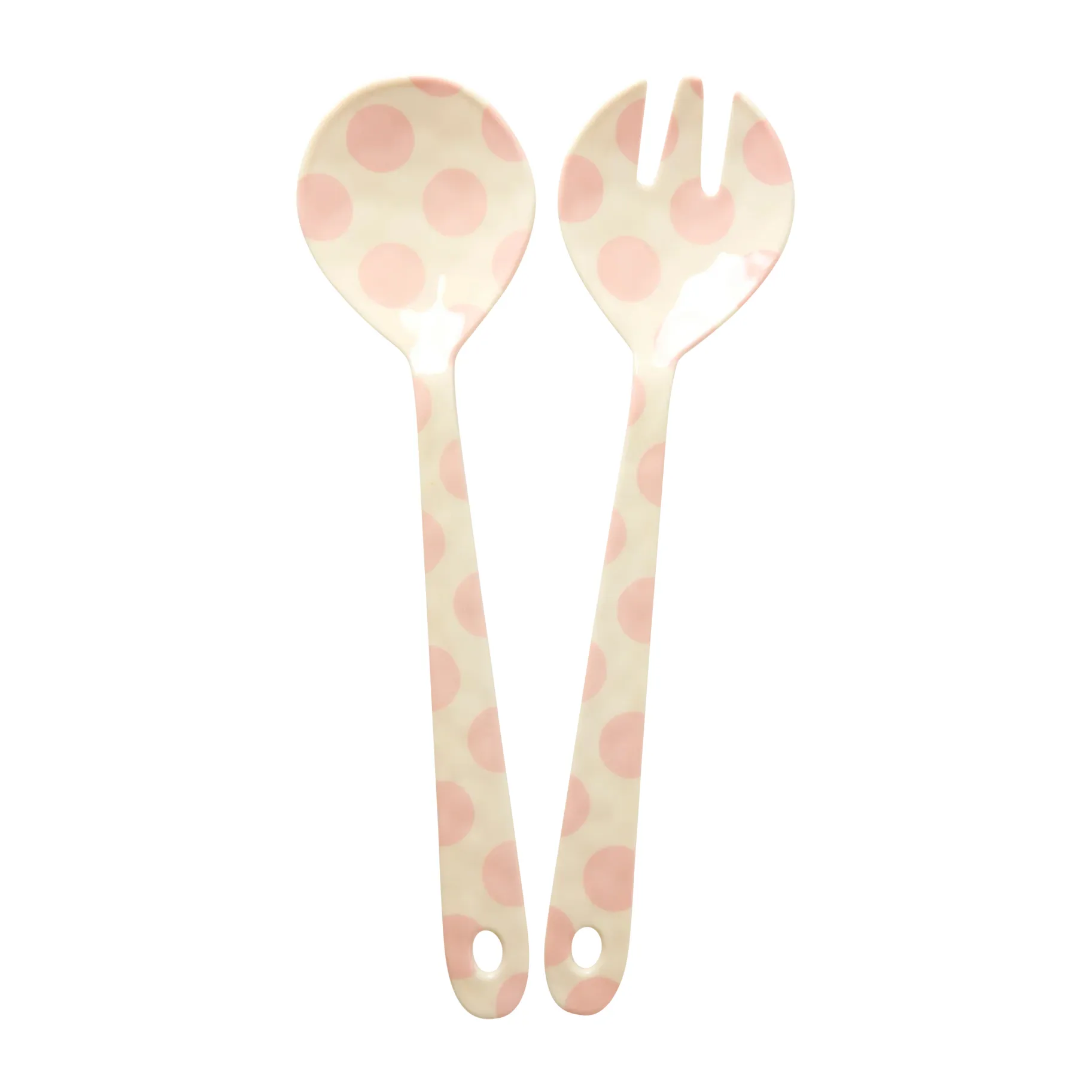 Rice salad servers melamine 2 pieces, Pink dots RICE