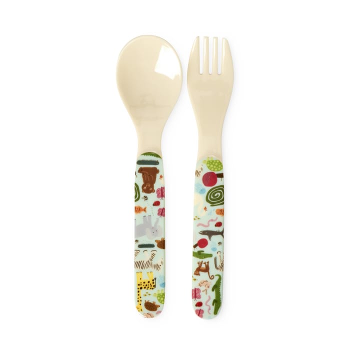 Rice wildlife children's cutlery 2 pieces - Mint - RICE