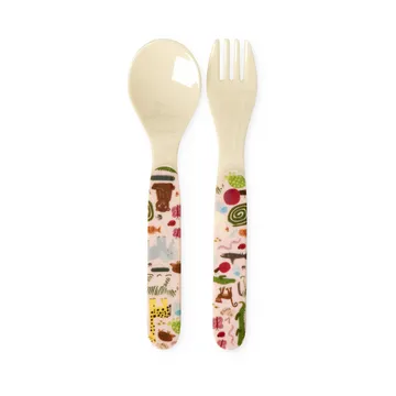 Rice wildlife children's cutlery 2 pieces - Pink - RICE