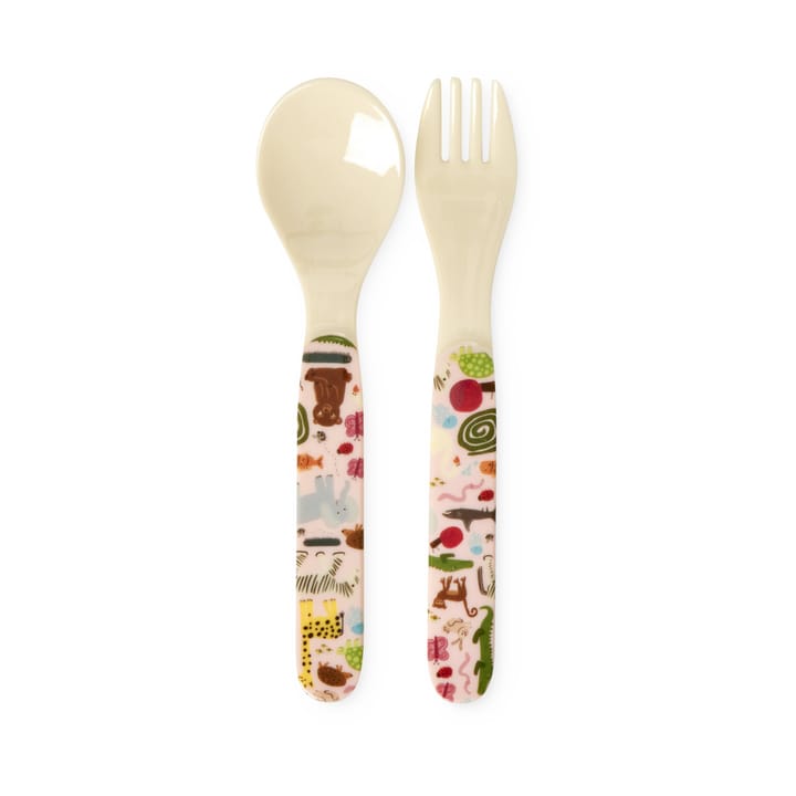 Rice wildlife children's cutlery 2 pieces - Pink - RICE