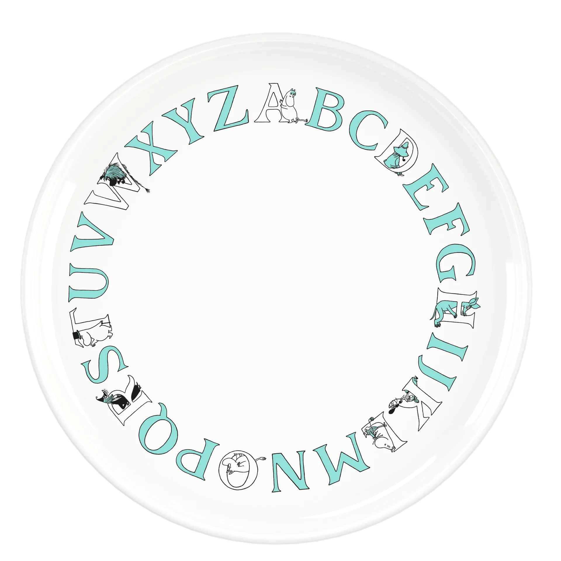 Moomin ABC plate Ø20 cm, Turquoise RIG-TIG