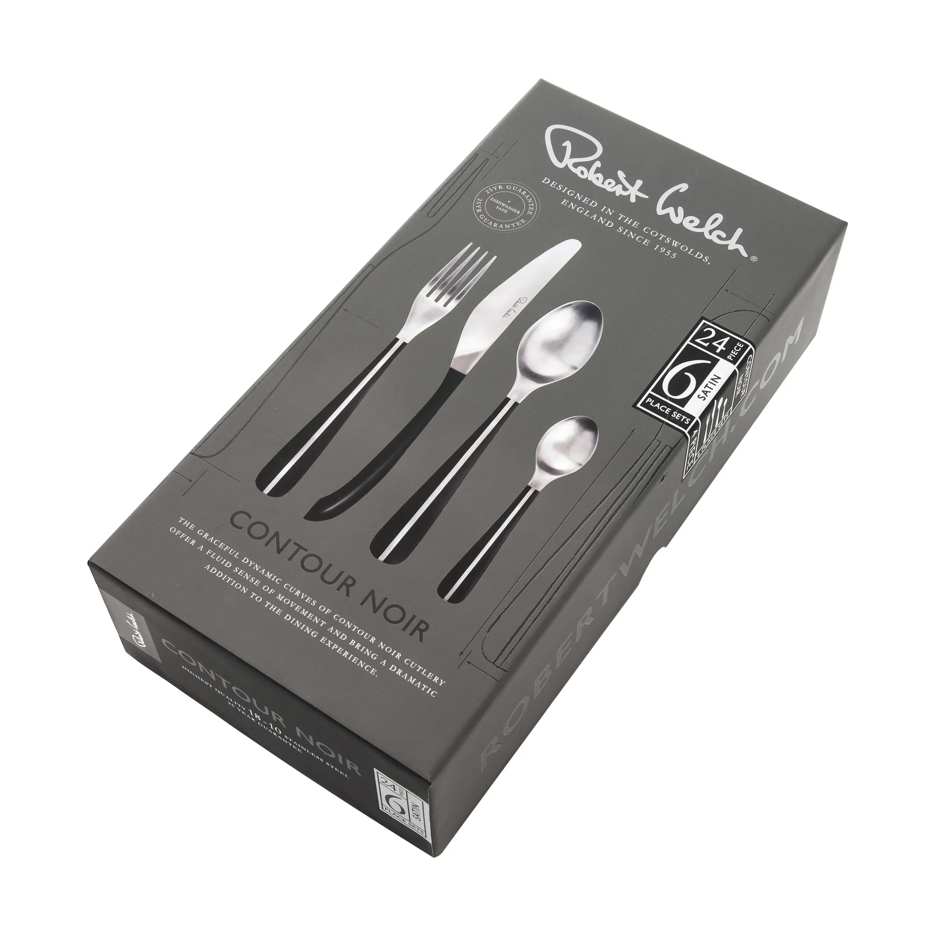 Contour cutlery 24 pieces, black Robert Welch
