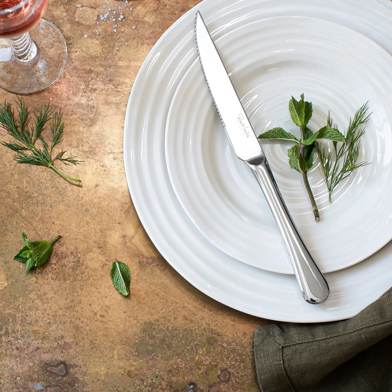 Radford steak knife mirror, Stainless steel Robert Welch